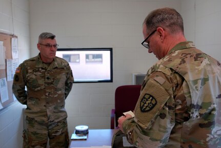 Sgt. 1st Class John Cunningham, a U.S. Army Reserve Soldier with Army Reserve Medical Command’s 7227th Medical Support Unit, discusses his religious needs with his unit commander, Lt. Col. Aaron Neal.  The exercise inject will be used to test the commander’s response to his Soldier’s religious needs.  The scenarios placed on Soldiers within the 7227th are training and validation injects in preparation for the unit’s upcoming mobilization in support of Landstuhl Regional Medical Center’s Deployed Warrior Medical Management Center.  Soldiers assigned to the 7227th MSU, out of Columbia, Missouri, have been working alongside 1st Army Division West’s observer coach/trainers with 4th Battalion (Medical), 393rd Infantry Regiment in North Fort Hood for three weeks in preparation for their upcoming mission.