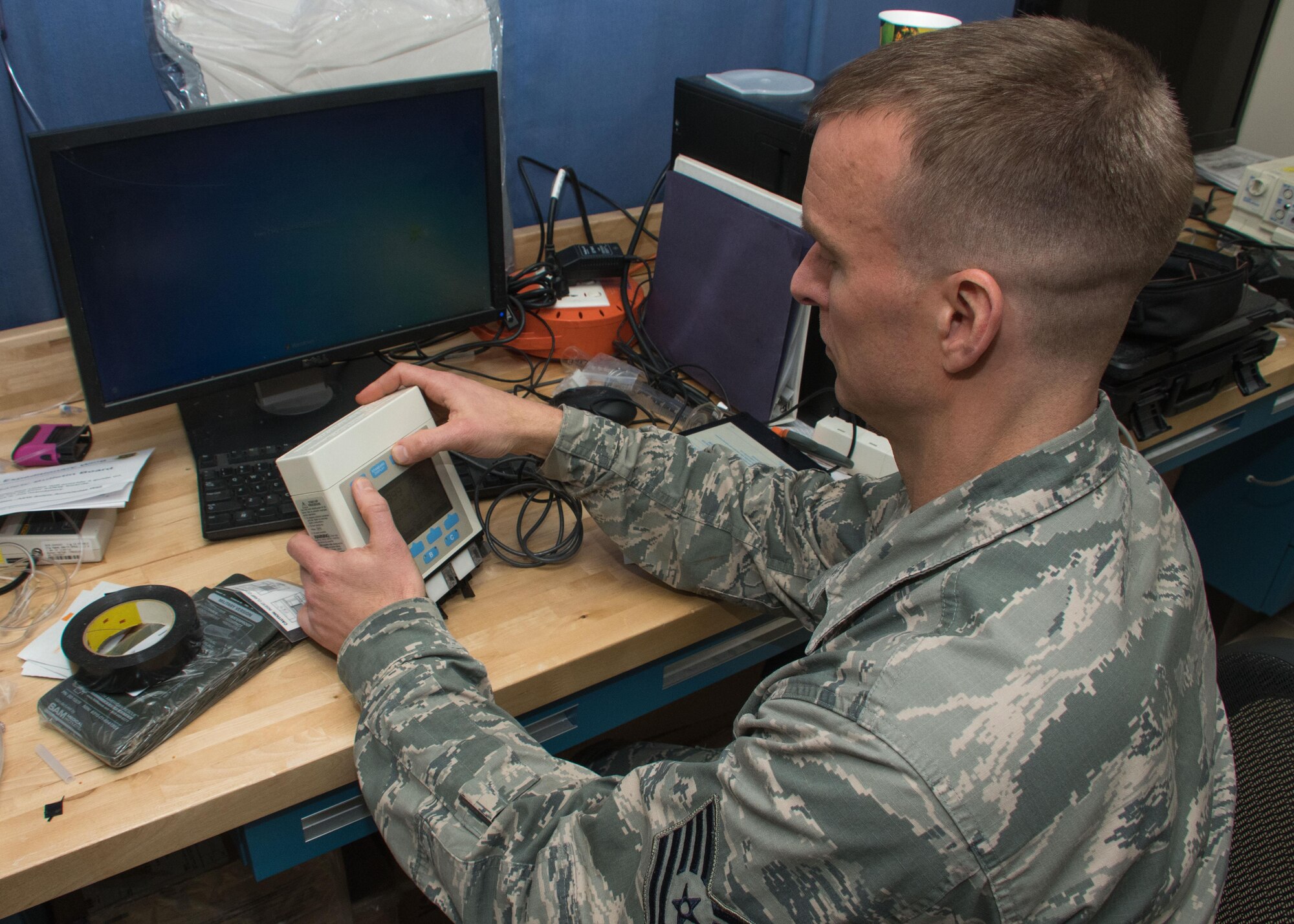 This week's Rock Solid Warrior is Tech. Sgt. Micah Larsh, a 386th Expeditionary Medical Group biomedical repair technician. He is deployed from Eglin Air Force Base, Fla. (U.S. Air Force photo/Senior Airman Andrew Park)