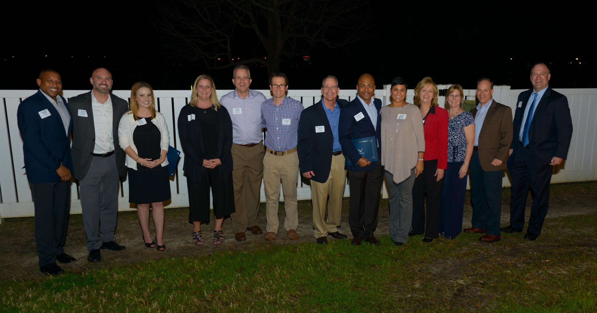 Leadership from 2nd Air Force pose for a photo with their honorary commanders and spouses during the 81st Training Wing’s Honorary Commander Program induction ceremony Feb. 10, 2017, at Keesler Air Force Base, Miss. The Honorary Commander Program is a tool to help military and community leaders’ partner together to increase base involvement in civic endeavors and organizations and to further local community members’ understanding of the base’s mission. (U.S. Air Force photo by Andre’ Askew)