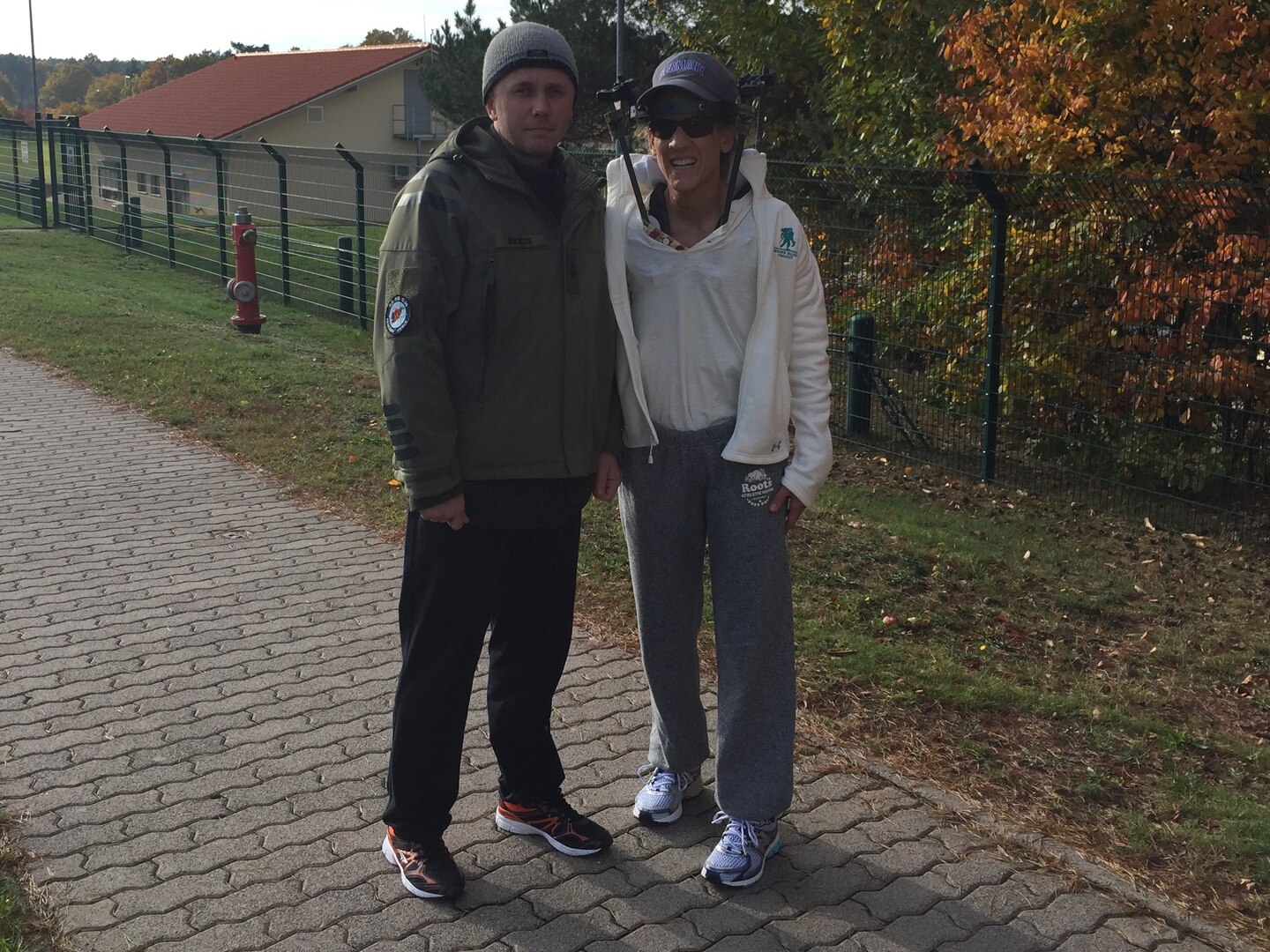Lithuanian Maj. Povilas Miluitis and Col. Laurel Burkel in Germany where they received medical treatment in the weeks following the Oct. 11, 2015, helicopter crash they survived in Afghanistan. Burkel broke a vertebra in the crash, and Povilas was the last survivor to be pulled from the wreckage 90 minutes after impact. 