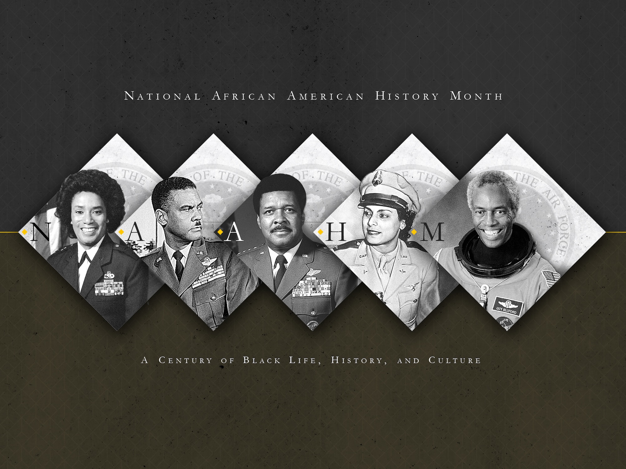 Each February we celebrate National African American History Month and honor African-American heritage and individuals who have made major societal impacts. (U.S. Air Force graphic/Brandon Deloach)