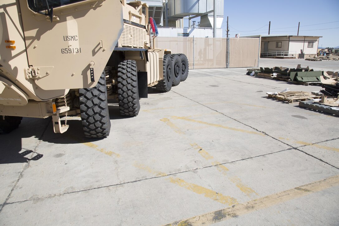 All wheels on the cab portion of the LVSR AMKR line of vehicles are steerable. That feature coupled with the Caterpillar Inc., built 600 horsepower, inline 6, twin turbo engine and power to all wheels on the vehicle means this 22-ton truck can go off-roading with ease.