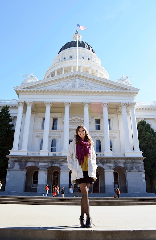 Patricia Fontanet stands in front of California State Capitol. 