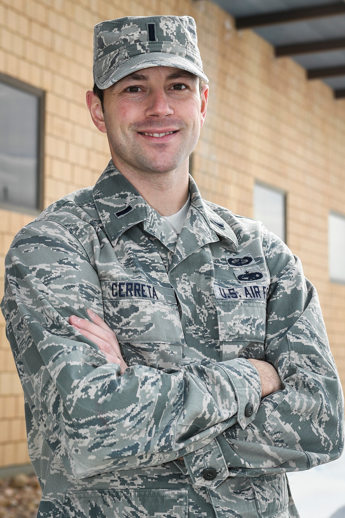 Air Force 1st Lt. Ken Cerreta poses in front of building 1515 at Hill Air Force Base, Utah. Cerreta is a program manager in the F-16 System Program Office. (Paul Holcomb/U.S. Air Force)