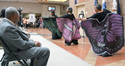 The dance group “Acts of Kindness” performs for the audience at the Brooke Army Medical Center Black History Month observance Feb. 21 in the Medical Mall. 