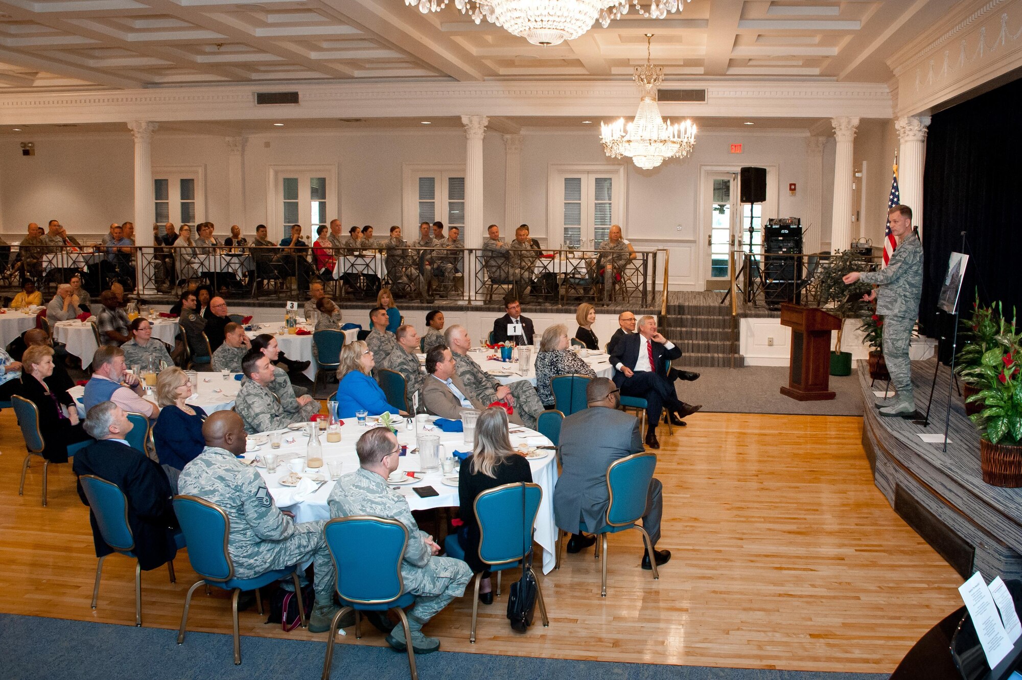 Maj. Gen. Dondi Costin, U.S. Air Force Chief of Chaplains, speaks to National Prayer Breakfast attendees at Maxwell Air Force Base, Feb. 23, 2017. Costin spoke about the importance of spiritual resiliency in the military. (US Air Force photo by Melanie Rodgers Cox/Released)