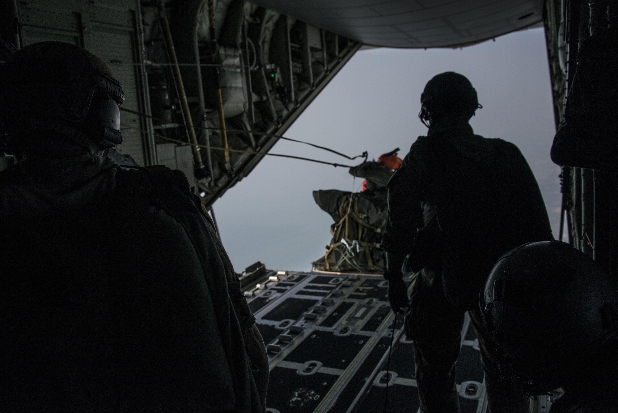 U.S. Air Force pararescuemen from the 320th Special Tactics Squadron and counterparts from the Royal Thai Air Force Special Operations Regiment exercise water recovery operations with a rigging alternate method Zodiac (RAMZ) package, Feb. 20, 2017 at Korat Air Base, Thailand. The RAMZ package is normally airdropped as supportive transportation in conjunction with small team operations. (U.S. Air Force photo by Capt. Jessica Tait)