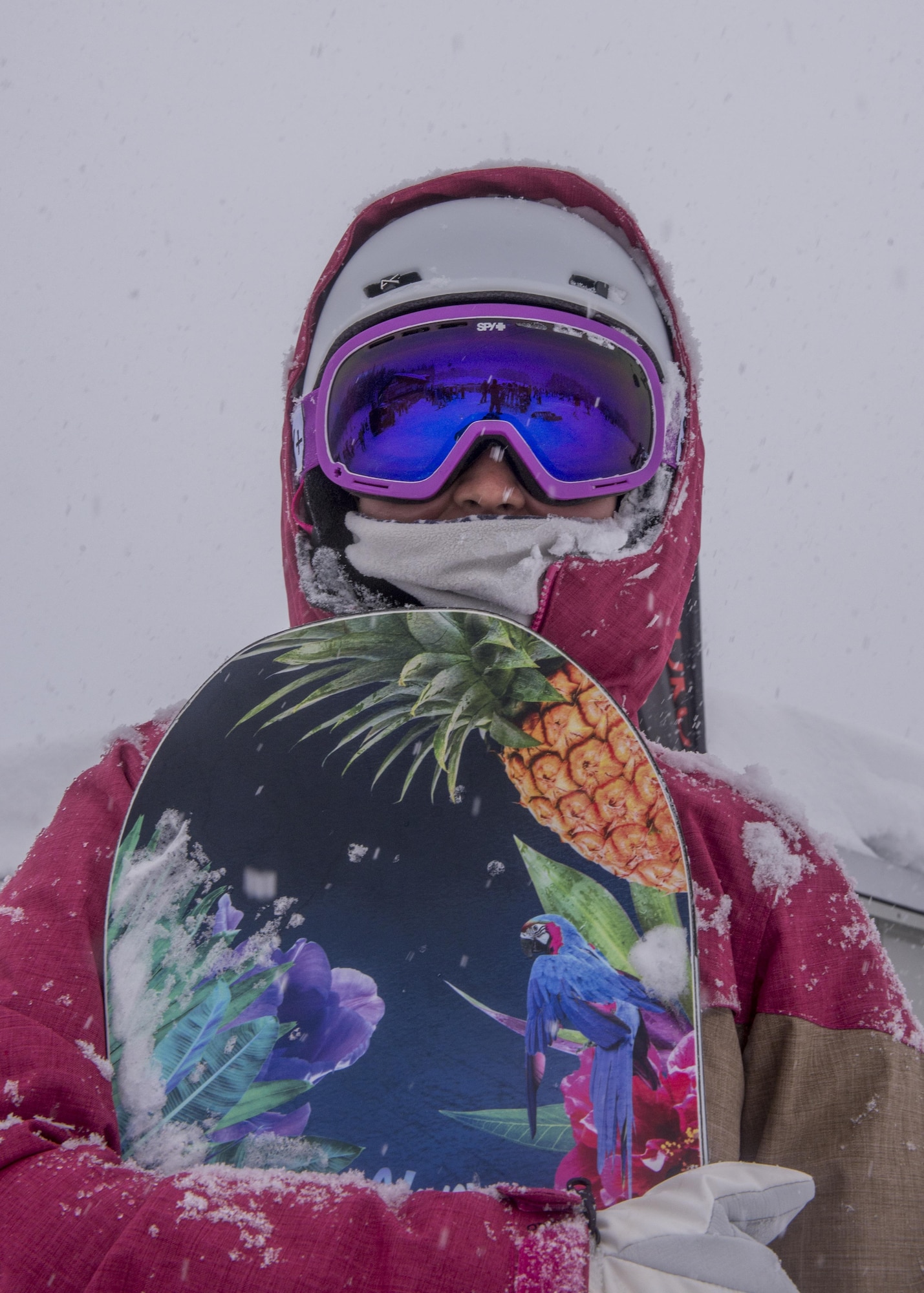 A participant in the 374th Force Support Squadron Outdoor Recreation trip to Myoko-Suginohara ski resort poses for a photo with her snowboard Feb. 11, 2017, in the Niigata prefecture, Japan. Yokota’s Outdoor Recreation offers over 40 winter trips each year to various ski resorts throughout Japan. (U.S. Air Force Photos by Airman 1st Class Donald Hudson)