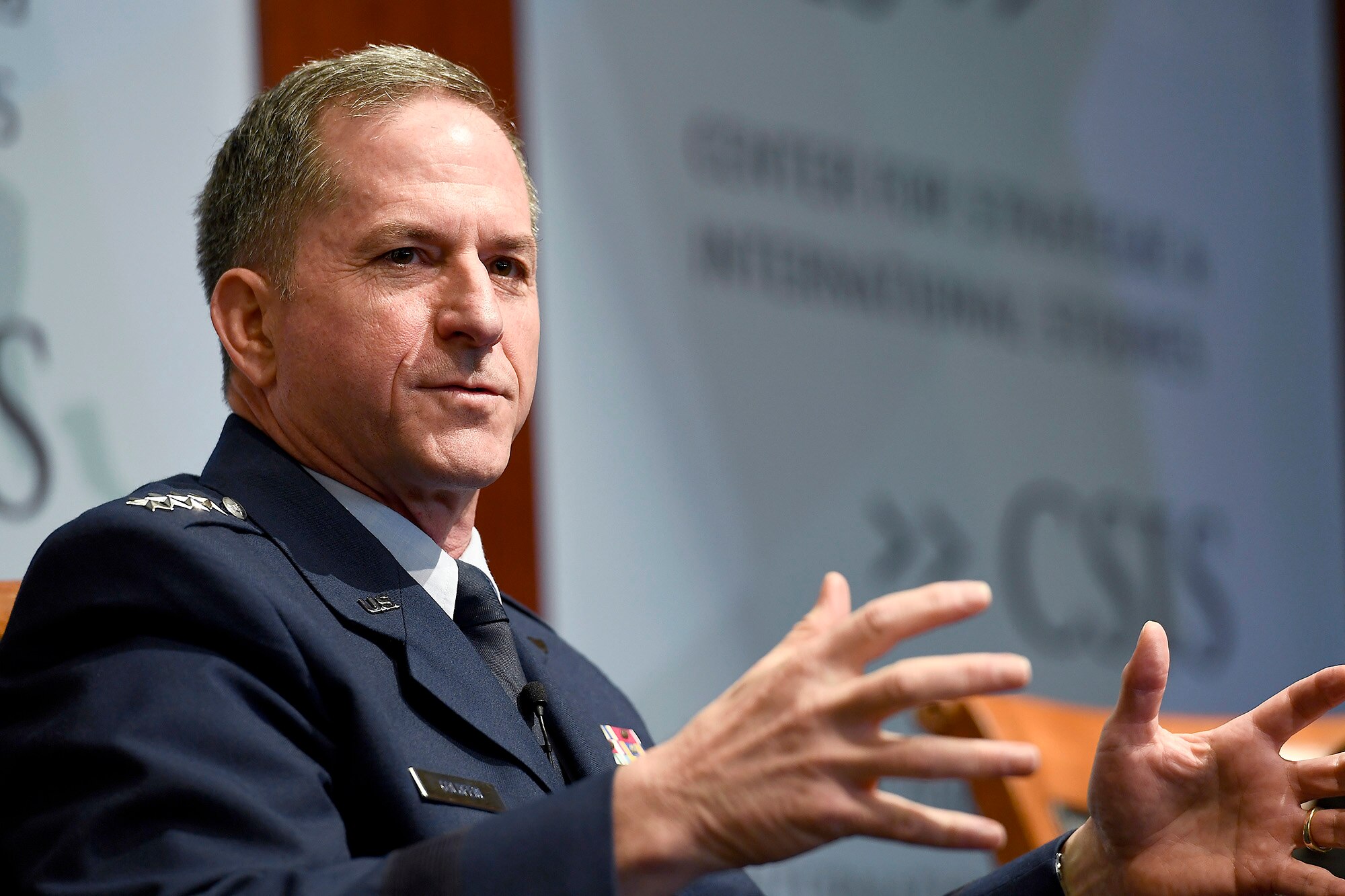 Air Force Chief of Staff Gen. David L. Goldfein speaks to a military strategy forum at a Center for Strategic and International Studies discussion on the imperatives of airpower and challenges for the next fight Feb. 23, 2017, in Washington, D.C. (U.S. Air Force photo/Scott M.Ash)