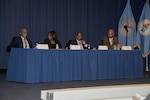 Left to right: Daryl Witherspoon, Lisa Hilton, Patrick Wright and Rob Turk prepare to share advice with the audience during the 2017 African American History observance. 