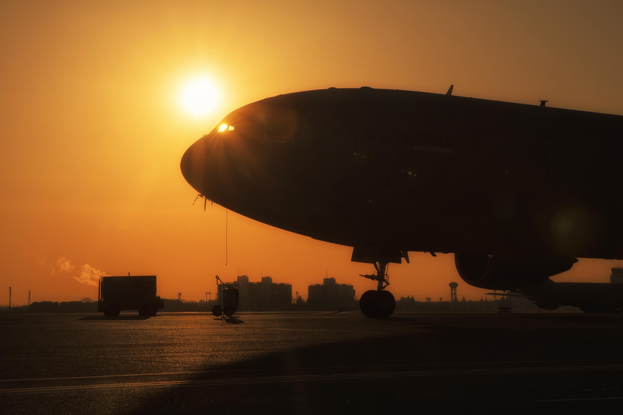 A KC-10 Extender assigned to Travis Air Force Base, Calif., parks on the flightline after a mission across the Pacific Ocean, Feb. 16, 2017. The KC-10 is an Air Mobility Command advanced tanker and cargo aircraft designed to provide increased global mobility for U.S. armed forces. AMC Airmen flew more than 42,000 aerial refueling sorties, transferring 1.2 billion pounds of fuel to over 128,000 receivers in 2016. (U.S. Air Force photo/Yasuo Osakabe)