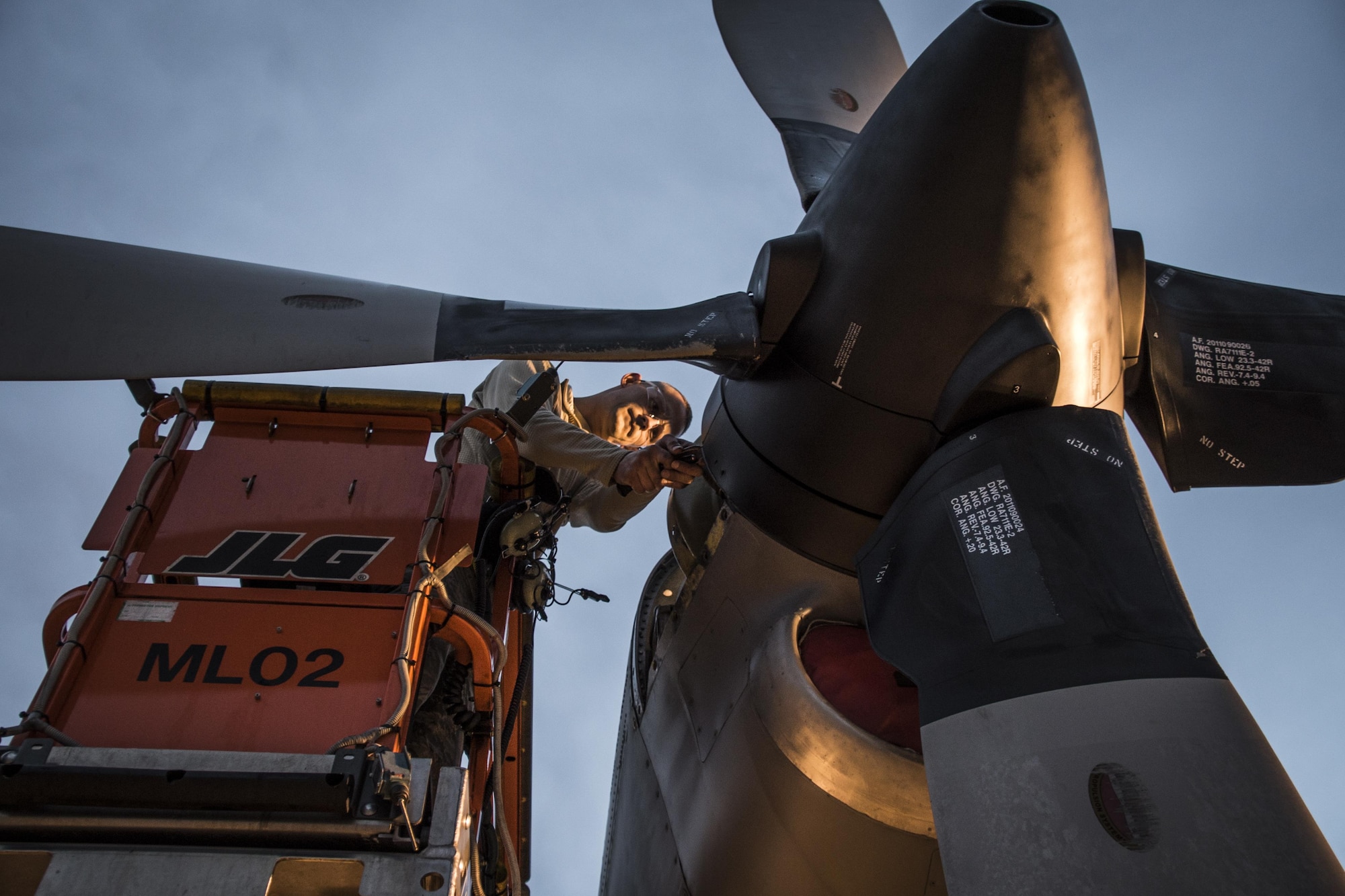 Members of the 179th Airlift Wing work on an engine of a C-130H Hercules Feb. 21, 2017, in Mansfield, Ohio. The 179th AW is always on mission to be the first choice to respond to community, state and federal missions with a trusted team of highly qualified Airmen. (U.S. Air National Guard photo/1st Lt. Paul Stennett)