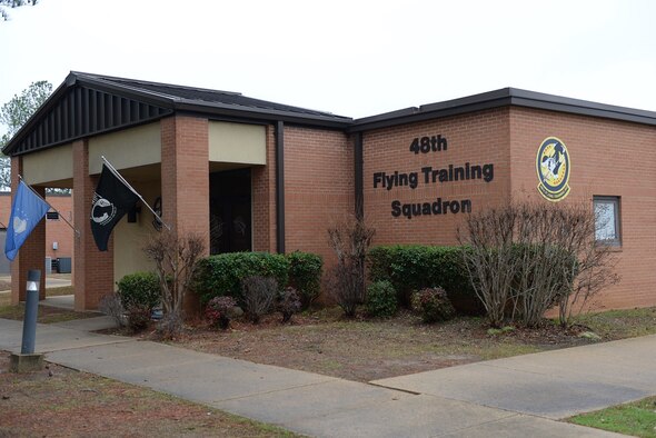 The 48th Flying Training Squadron sits near the flightline Feb. 22, 2017, on Columbus Air Force Base, Mississippi. The 48th FTS trains one-third of the Air Force pilots that will go on to fly aircraft such as the C-5, C-17, C-130, KC-135, B-1, B-2 and B-52. (U.S. Air Force photo by Senior Airman John Day)