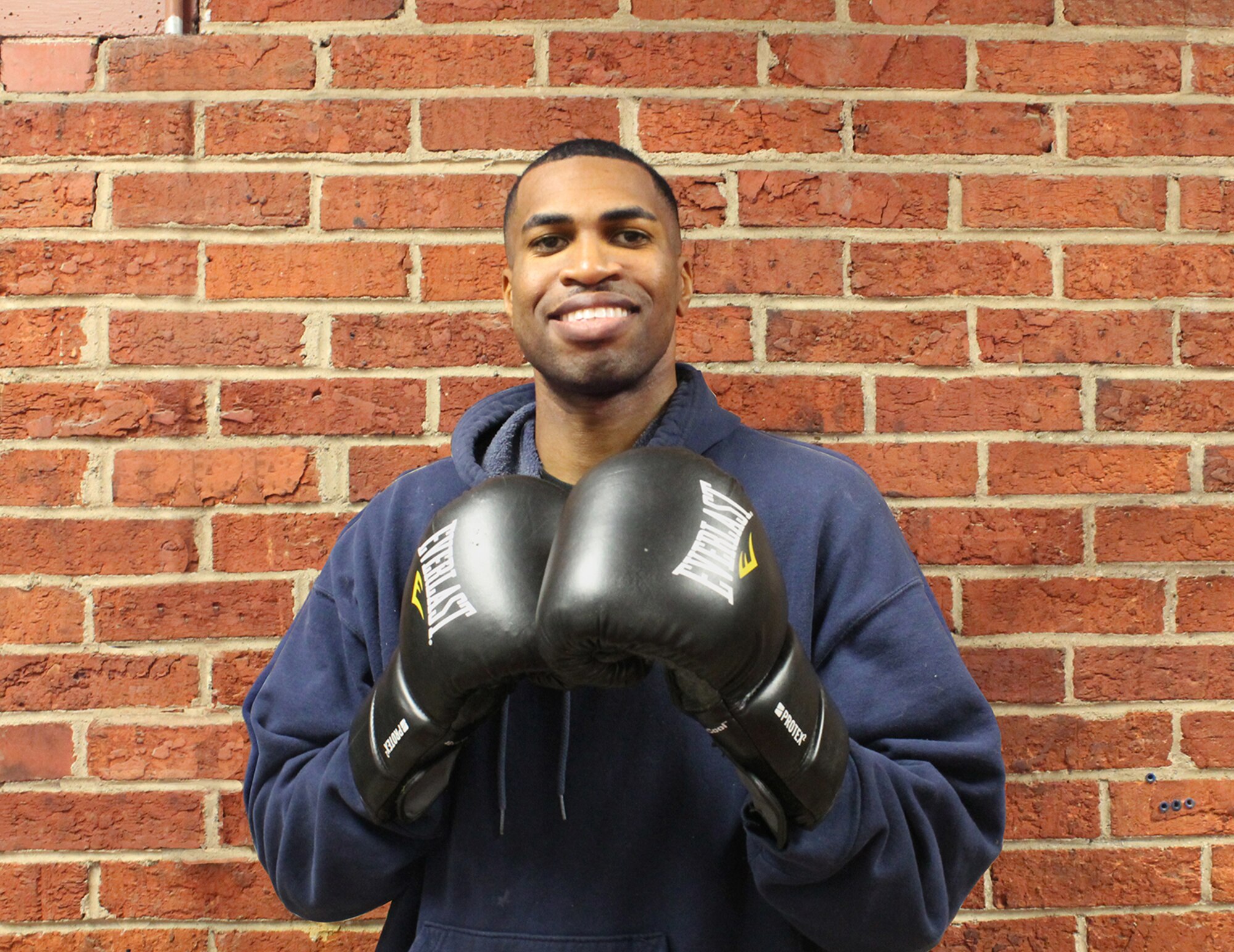 Staff Sgt. Christopher Kemp, a medical technician in the Maternal Childcare Flight, Inpatient Operations Squadron, 88th Medical Group, Wright-Patterson Air Force Base, trains Feb. 3 at the Brown Institute of Martial Arts for an upcoming bout. Kemp was on the All Air-Force boxing team in 2014.(Contributed photo)