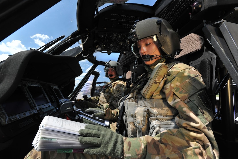 Aircrew members from the Army Reserve Aviation Command conduct pre-flight and maintenance checks on a UH-60 Blackhawk helicopter, Aug. 30. (Photos by Fort Knox Visual Information) 