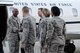 Chief Master Sgt. of the Air Force Kaleth O. Wright shakes hands with Chief Master Sgt. Jay France, Command Chief for Air Force Materiel Command after arriving at Wright-Patterson Air Force Base, Ohio, Feb. 24, 2017.  Also greeting CMSAF Wright are Col. Bradley McDonald, Commander, 88th Air Base Wing, Chief Master Sgt. Kathlina Racine, 88th Air Base Wing Command Chief, and CMSgt. Michelle Jackson, National Air and Space Intelligence Center Command Chief.  CMSAF Wright was visiting Air Force Materiel Command and spoke at the AFMC Chiefs Orientation Course.  (U.S. Air Force photo by Wesley Farnsworth)