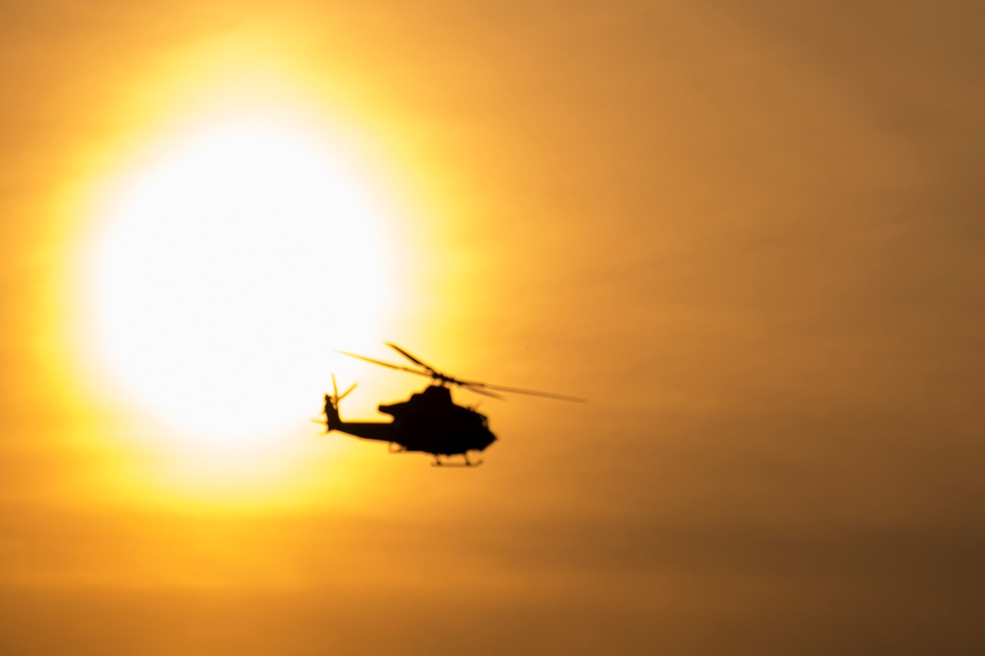 A UH-1Y Venom with the Marine Light Attack Helicopter Squadron 773, participates in a training exercise at Joint Base McGuire-Dix-Lakehurst, New Jersey, Feb. 22, 2017. The training included simulated insertion and extraction, gunnery training and a secondary nighttime flight.