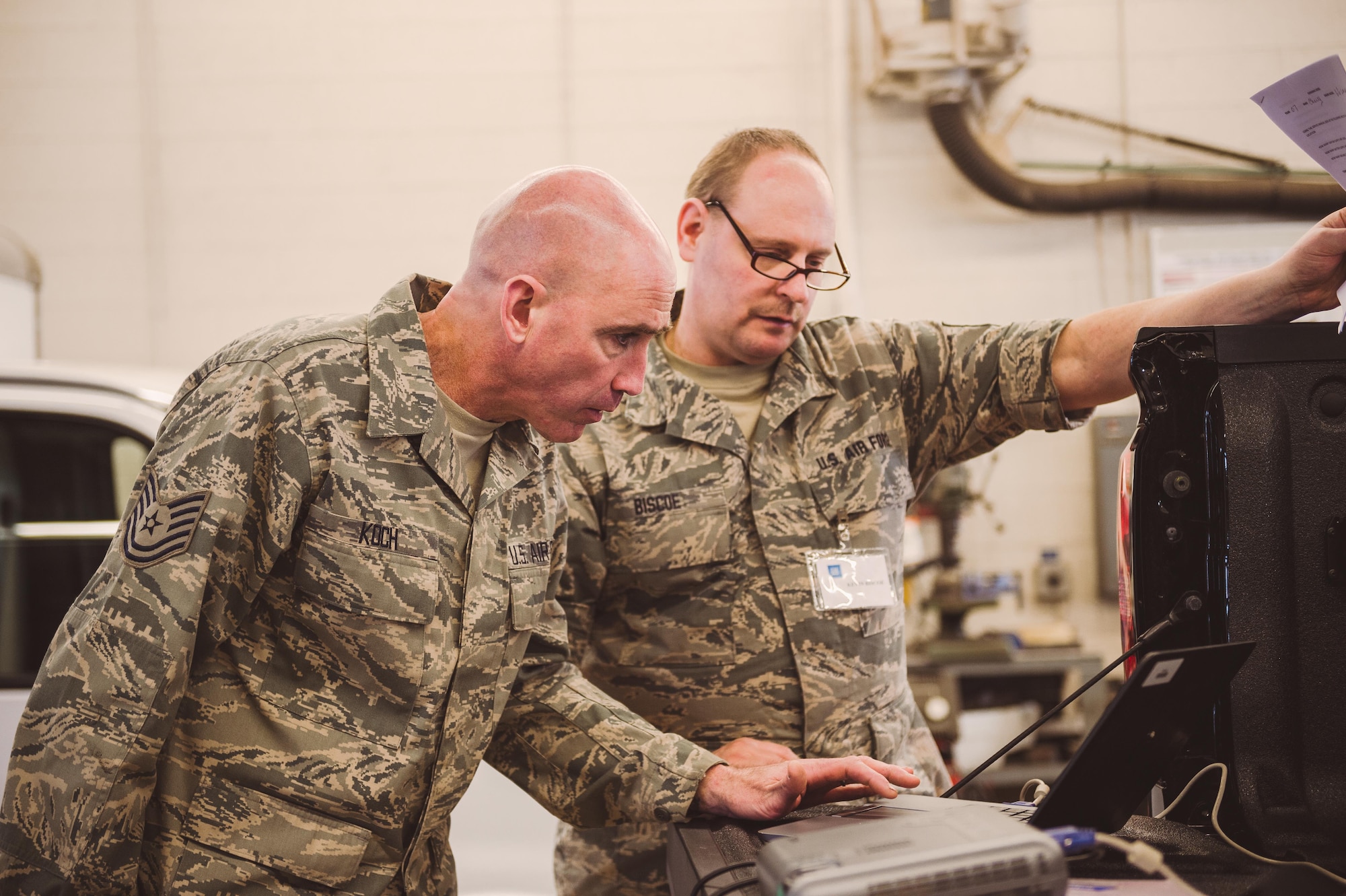 Airmen utilize the latest resources that General Motors and AC Delco regional instructors demonstrated in order to solve training scenarios that will improve their ability to diagnose and repair vehicles at their home units, Niagara Falls Air Reserve Station, N.Y., Feb. 22, 2017. The training was tailored to specifically meet the needs of the Airmen so they could gain new skills on situations they may run into at their home units. (U.S. Air National Guard photo by Staff Sgt. Ryan Campbell)