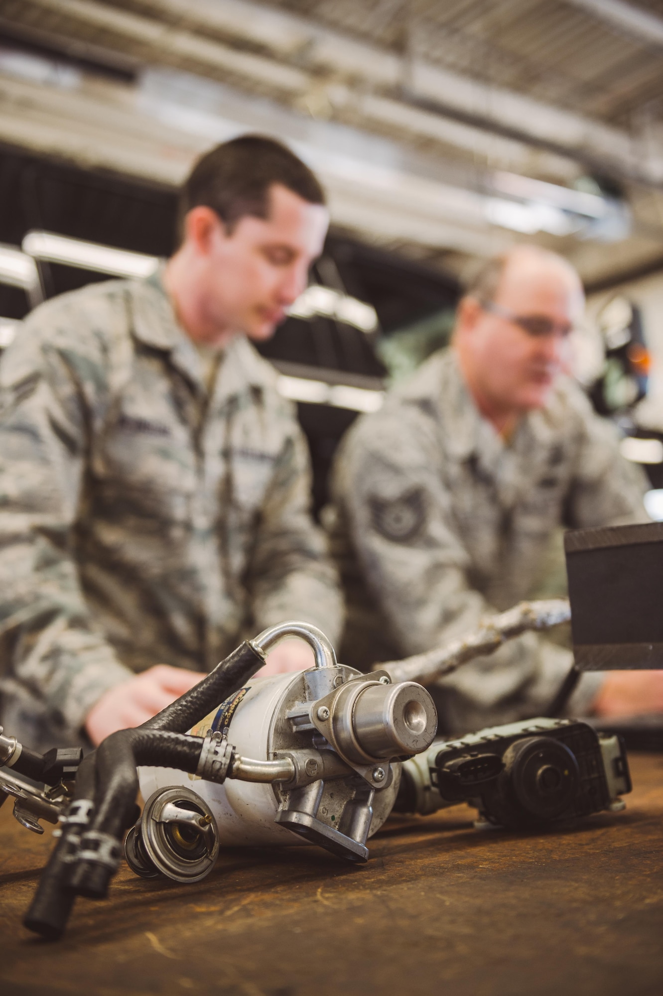 Airmen utilize the latest resources that General Motors and AC Delco regional instructors demonstrated in order to solve training scenarios that will improve their ability to diagnose and repair vehicles at their home units, Niagara Falls Air Reserve Station, N.Y., Feb. 22, 2017. The training was tailored to specifically meet the needs of the Airmen so they could gain new skills on situations they may run into at their home units. (U.S. Air National Guard photo by Staff Sgt. Ryan Campbell)