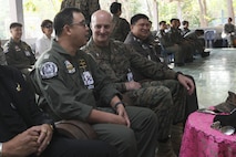 Service members from the United States and Thailand interact with children at Ban Nong Pet Nam, Korat Province, Thailand, during exercise Cobra Gold, Feb. 21, 2017. Cobra Gold, in its 36th iteration, focuses on humanitarian civic action, community engagement, and medical activities to support the needs and humanitarian interest of civilian populations around the region. 