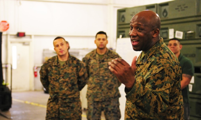 Sergeant Maj. Ronald L. Green, 18th Sergeant Major of the Marine Corps, visits Marine Forces Central Command.