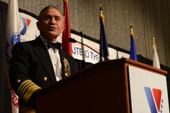 U.S. Navy Adm. Harry Harris Jr., U.S. Pacific Command commander, spoke as the keynote speaker during the ASYMCA’s 40th annual Salute to the Military at the Dena’ina Center, Anchorage, Alaska, Feb. 18, 2017. Since the Navy League’s conception of the ASYMCA in 1977, the program has annually honored all branches of service and has become the longest-running annual event hosted by a non-profit organization.  