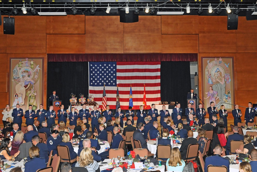 The 2016 Airman of the Year nominees representing eight categories are recognized for their achievements in front of an audience of nearly230 military and civilian personnel at the awards banquet held at the Utah Cultural Center in West Valley, Utah on Jan. 21, 2017. (U.S. Air National Guard photo by Tech. Sgt. Annie Edwards)