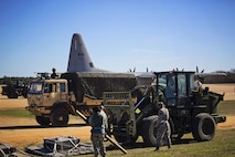 Reservists from the 512th Airlift Wing located at Dover Air Force Base, Del., conducted airfield training and provided support to Army units who were training at the Joint Readiness Training Center, Fort Polk, Louisiana, Feb. 15. 2017. (U.S. Air Force photo/Capt. Bernie Kale)