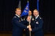 Lt. Col. Hugh J. Freestrom, 2d Weather Support Squadron commander, accepts the command guidon from Col. Jason E. Patla, 2d Weather Group commander, as he assumes command of the newly-formed 2d WSS during a ceremony at the 557th Weather Wing headquarters, Offutt Air Force Base Neb., Feb. 17, 2017. The 2d WSS, formerly Detachment 1, is comprised of three main flights; the commander’s support staff, operations and cyberspace operations. (U.S. Air Force photo by Josh Plueger)