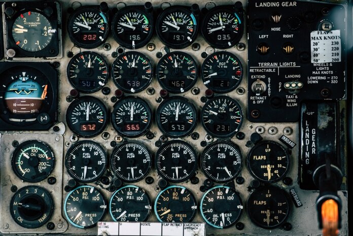 The flight instrument panel fluctuates during a KC-135R Stratotanker engine power run Feb. 16, 2017, at Kadena Air Force Base, Japan. The 909th Aircraft Maintenance Unit’s aerospace propulsion technicians conduct engine power runs to test how the KC-135’s systems handle at higher engine levels.