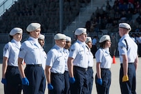 Members of the 59th Training Group drill team perform drill movements in the regulation round of the 37th Training Wing Drill Down Invitational at the Pfingston Reception Center at Joint Base San Antonio-Lackland, Texas, Feb. 25, 2017. The 59th TRG won first place in the competition that included five teams of Airmen in technical training. The 37th TRW commander was the host of the event, which was created to display Airmen’s military drill and ceremony procedures and creativity and promote esprit de corps and morale. 