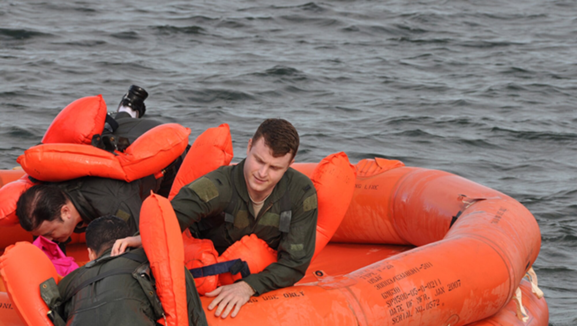 Members of the 94th Operations Group participate in Water Survival Training at Naval Air Station Key West, Florida February 23, 2017. During the two-day Survival, Evasion, Resistance and Escape course, members also completed Self Aid Buddy Care and combat survival. According to Col. Patrick Campbell, 94th Operations Group commander, this marks the first time this training has completed by aircrew, aeromedical and aircrew flight equipment personnel at the same time. (U.S. Air Force photo/Master Sgt. James Branch)