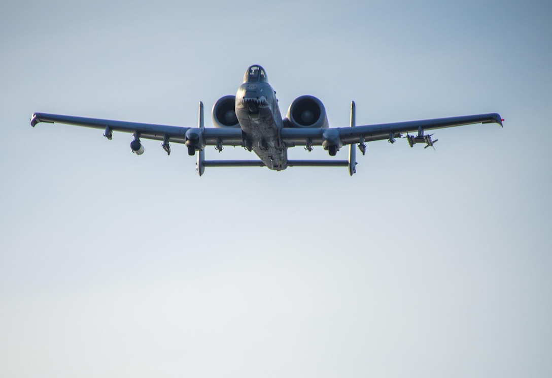 An A-10 Thunderbolt IIs with the 74th Fighter Squadron from Moody Air Force Base, Ga., flies over the Gulf of Mexico Feb. 7 during Combat Hammer.   The 86th Fighter Weapons Squadron’s Combat Hammer is a weapons system evaluation program at Eglin Air Force Base, Fla. (U.S. Air Force photo/Ilka Cole)