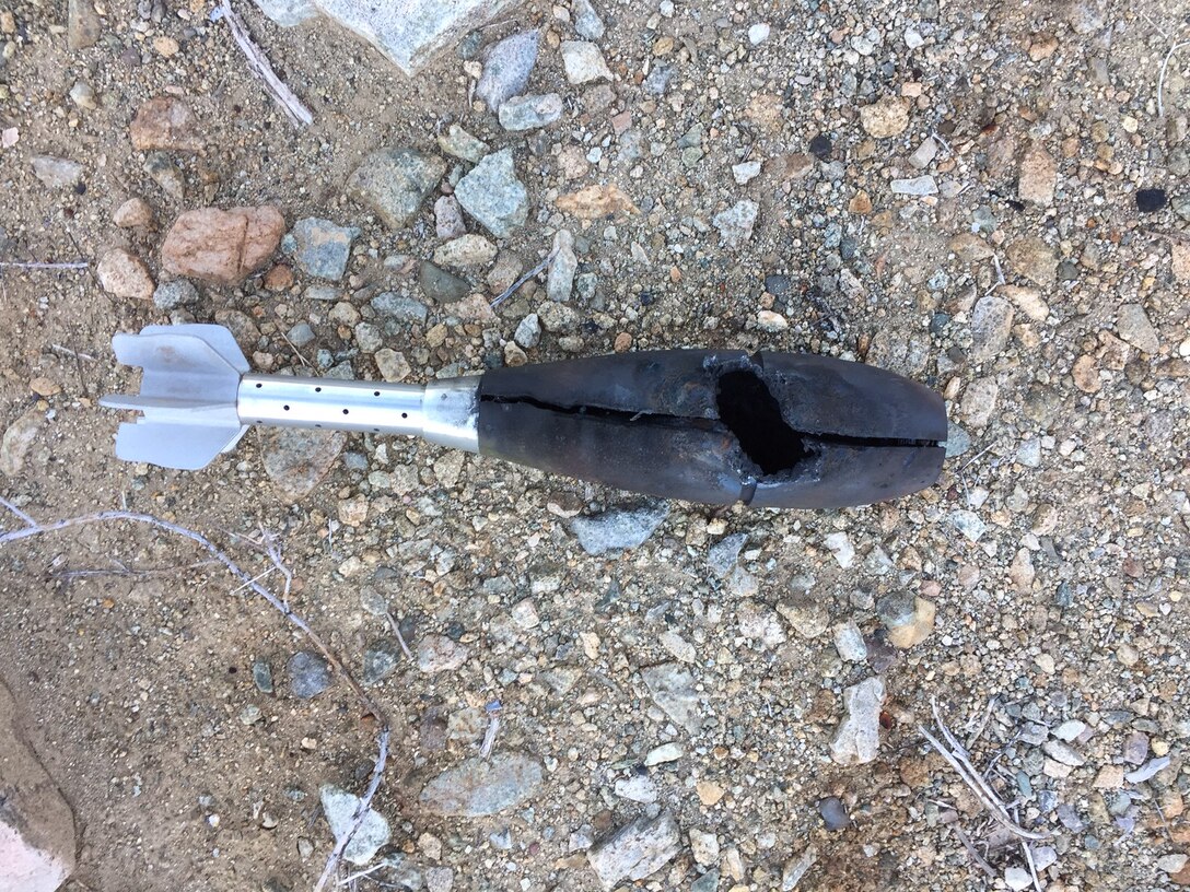 Marines of Explosive Ordnance Disposal Advanced Training Center (EODATC) recently conducted shape charge training with Class 2017-101.  This is an 81 mm HE mortar after a shape charge neutralization technique.                