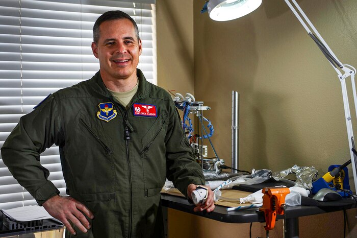 Air Force Col. Thatcher Cardon, commander of the 47th Medical Group at Laughlin Air Force Base, Texas, won the National Aeronautics and Space Administration’s Space Poop Challenge, beating more than 5,000 entries and winning $15,000. Cardon’s invention, the “perineal access port,” allows astronauts to manage human waste in a space suit for up to six continuous days. Air Force photo by Airman 1st Class Benjamin N. Valmoja