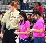 Petty Officer 1st Class Adam Bailey, a recruiter with Navy Recruiting Station New Braunfels, judges one of 26 robotics teams during the U.S. Navy’s Regional SeaPerch Underwater Robotics Challenge Competition.  U.S. Navy Recruiting Command (NRC) Southwest Region City Outreach Program in cooperation with Northeast Lakeview College and Navy Recruiting District (NRD) San Antonio hosted the competition at Palo Alto College’s Aquatic and Athletic Center Feb. 25.  The competition was comprised of three evolutions consisting of a Poster/Notebook Presentation and Interview, Speed Obstacle Course and the Challenge Course.  