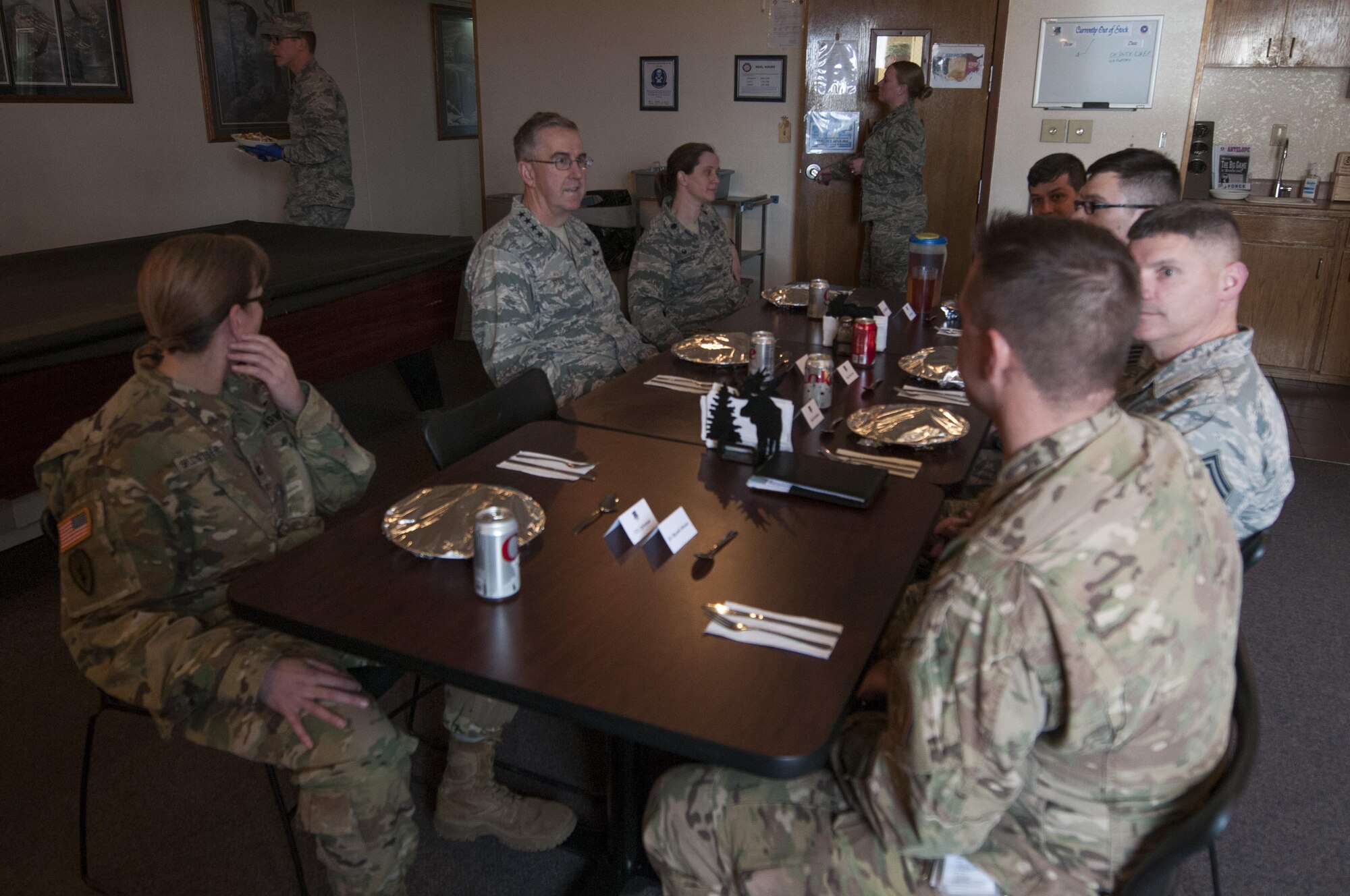 U.S. Air Force Gen. John E. Hyten, U.S. Strategic Command commander, speaks with Airmen at a missile alert facility on the F.E. Warren Air Force Base missile complex, Feb. 22, 2017. This was Hyten’s first visit to the 90th Missile Wing as USSTRATCOM commander. (U.S. Air Force photo by Staff Sgt. Christopher Ruano)