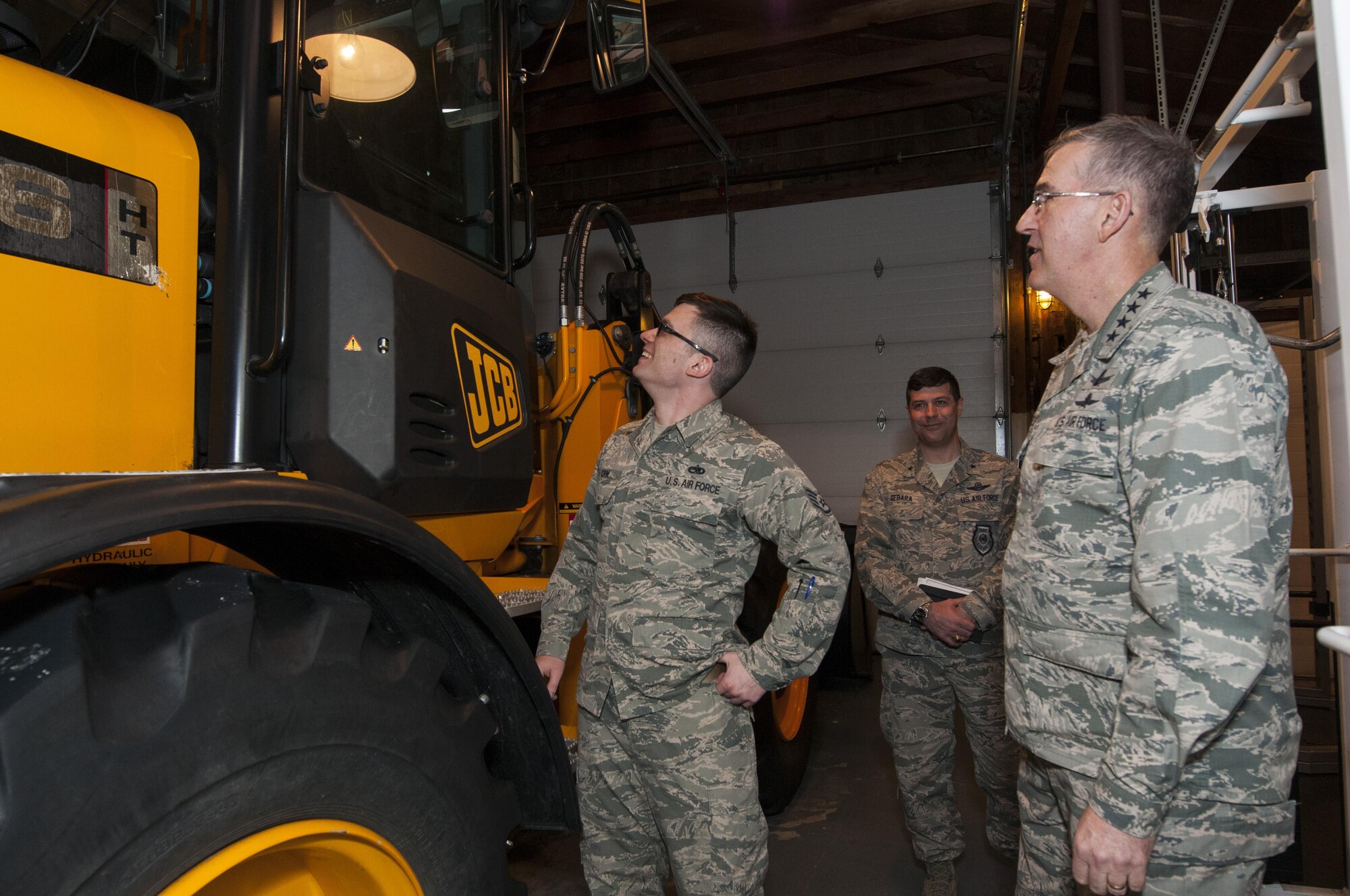 Staff Sgt. Corey Crim, 319th Missile Squadron missile alert facility manager, tours a MAF with U.S. Air Force Gen. John E. Hyten, U.S. Strategic Command commander, during a familiarization visit of the F.E. Warren Air Force Base missile complex, Feb. 22, 2017. The facility manager is in charge of maintaining the MAF and managing personnel who reside inside. This was Hyten’s first visit to the 90th Missile Wing as USSTRATCOM commander. (U.S. Air Force photo by Staff Sgt. Christopher Ruano)