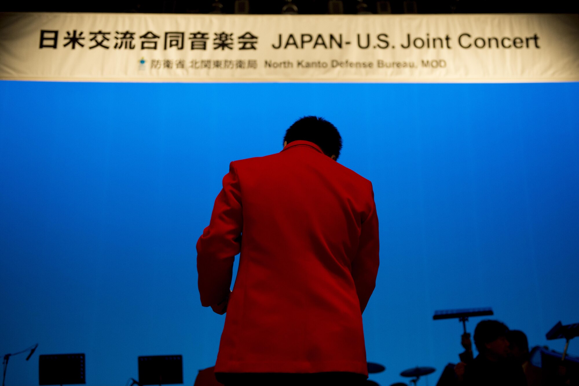 A member of the Mizuho Youth Symphonic Band prepares for a performance during the Japan-U.S. Joint Concert Feb. 18, 2017, at the Mizuho View Park Sky Hall in Mizuho, Tokyo, Japan. The Mizuho Youth Symphonic Band and the U.S. Air Force Band of the Pacific-Asia mixed and played as one for the event. (U.S. Air Force photo by Airman 1st Class Donald Hudson) 