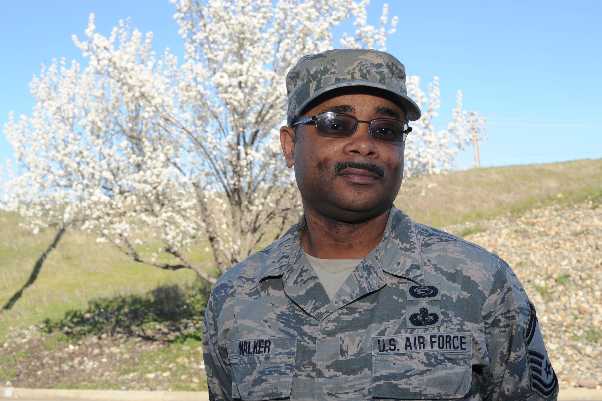 Senior Master Sgt. Martin F. Walker, 940th Force Support Squadron Superintendent of Education and Training, poses for a photo Feb. 28, 2017, at Beale Air Force Base, California. Walker is also a lead on the 940th Air Refueling Wing Diversity Council. (U.S. Air Force photo by Senior Airman Tara R. Abrahams)