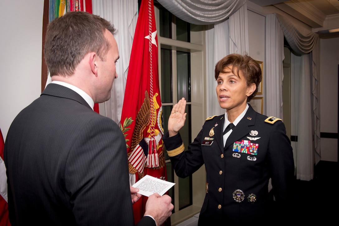 Army Maj. Gen. Nadja West is sworn in