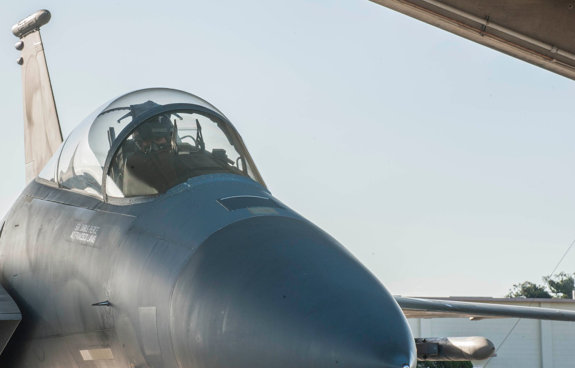 An F-15 Eagle pilot from the 44th Fighter Squadron, prepares to taxi to a runway on Kadena Air Base, Japan, Feb. 14, 2017. Members from the 44th FS conducted a week-long exercise with alongside U.S. Navy members from Naval Air Facility Atsugi, Japan. (U.S. Air Force photo by Senior Airman Nick Emerick/Released) 