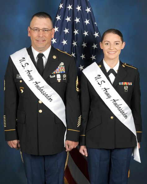 Sgt. 1st Class Lee M. Wright and Spc. Catherine L. Trisch are the 2017 U.S. Army Military Ambassadors fro Joint Base San Antonio.