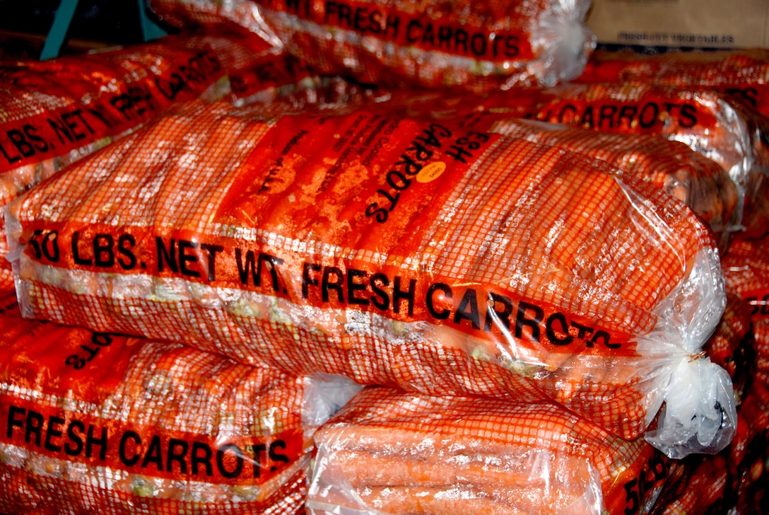 Carrots are just one of the hundreds of fresh produce items DLA Troop Support provides to customers, including dining facilities, ships, Veterans Affairs hospitals and civilian elementary schools through the DoD Fresh Fruit and Vegetable Program.