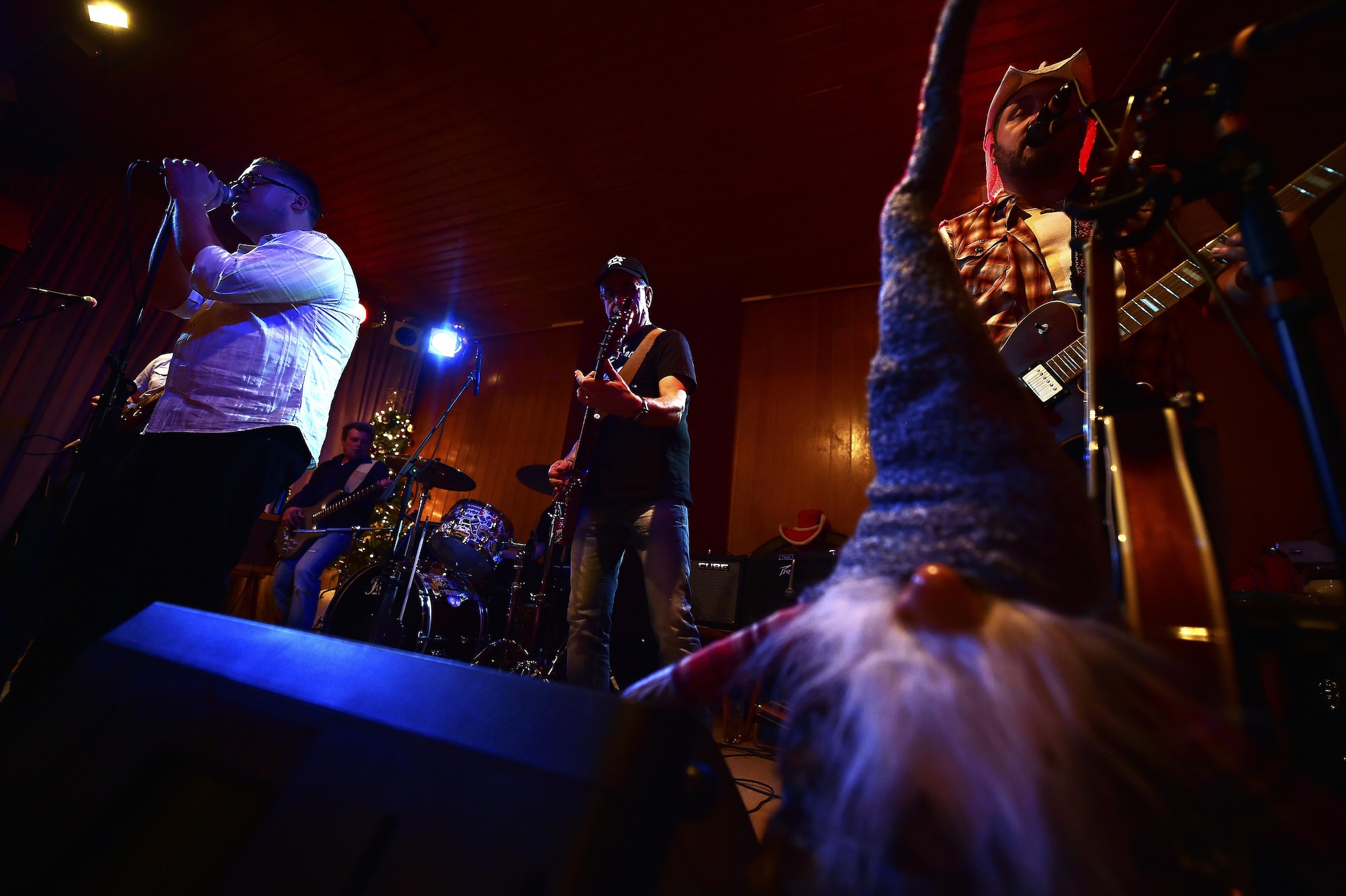 Roll ‘N’ Rock performs a song during a concert at the Red Barn, Kaiserslautern, Germany, Dec. 17, 2016. Roll ‘N’ Rock recently took 2nd place in the International Country Music Awards, held at Pullman City, Bavaria. (U.S. Air Force photo by Senior Airman Jonathan Bass)