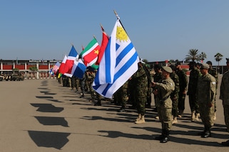 Special forces from 20 countries across Central and South America participated in Fuerzas Comando 2016 Opening Ceremony on May 2, 2016 in Ancon, Peru. Fuerzas Comando 2016 is a USSOUTHCOM-sponsored exercise hosted by the Republic of Peru from May 2-12.  Fuerzas Comando 2016 allows participating countries to train through friendly competition while promoting military-to-military relationships and increasing training knowledge. (U.S. Army photo by Staff Sgt. Fredrick Varney/Released)
