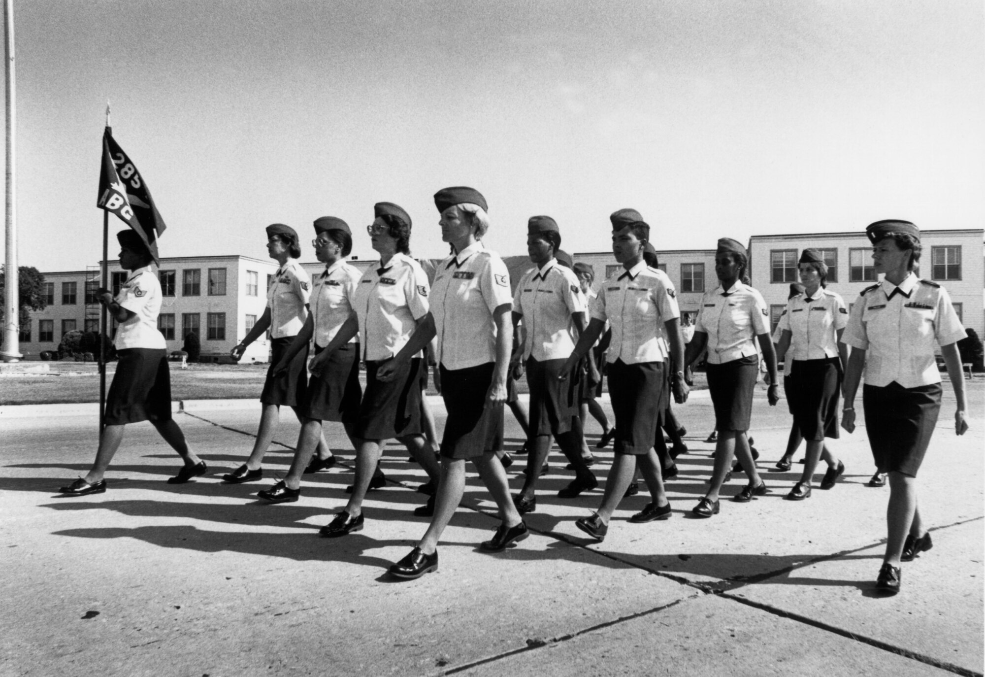A Women in the Air Force squadron is formed at Tinker AFB on Feb. 11, 1974.