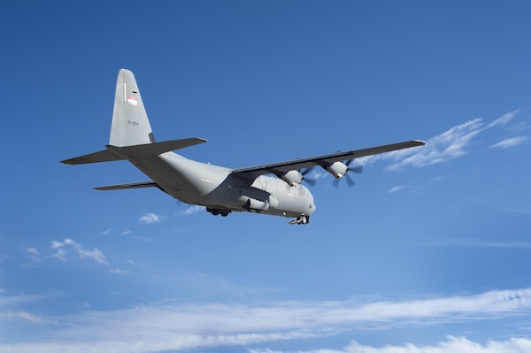 An Iraqi air force C-130J Super Hercules takes off from Qayyarah West Airfield, Iraq, after offloading troops Nov. 17, 2016. The airfield was recaptured from Da'esh by Iraqi forces in July 2016, and has been refurbished by Coalition engineers to allow recommencement of air operations.  is now a vital logistical hub, opening an air corridor in support of the battle to liberate Mosul as well as operations throughout northern Iraq. (U.S. Air Force photo by Staff Sgt. Charles Rivezzo)