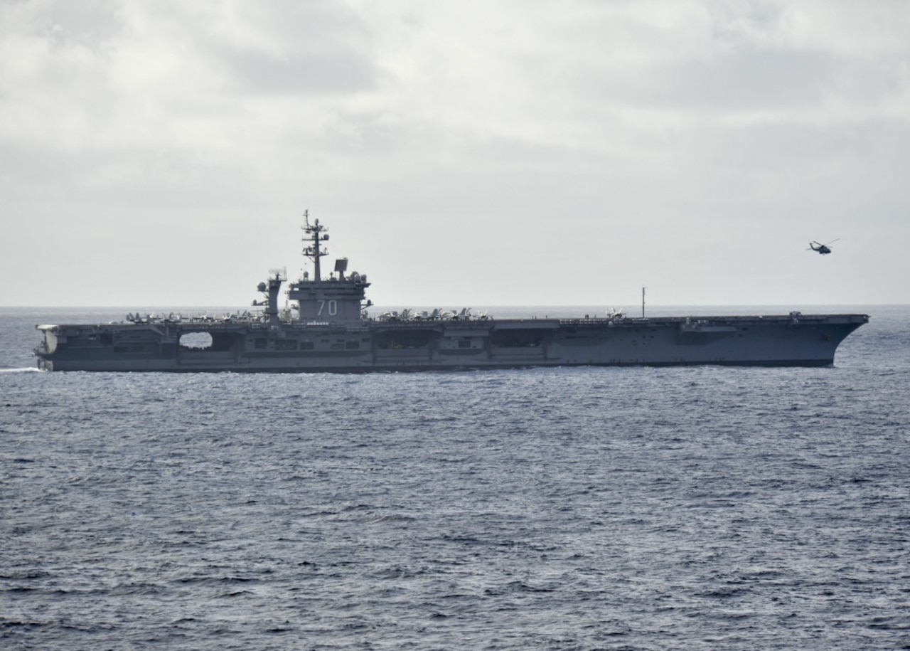 The aircraft carrier USS Carl Vinson cruises on the Pacific Ocean, Oct. 31, 2016. Navy photo by Kenneth J. Blair