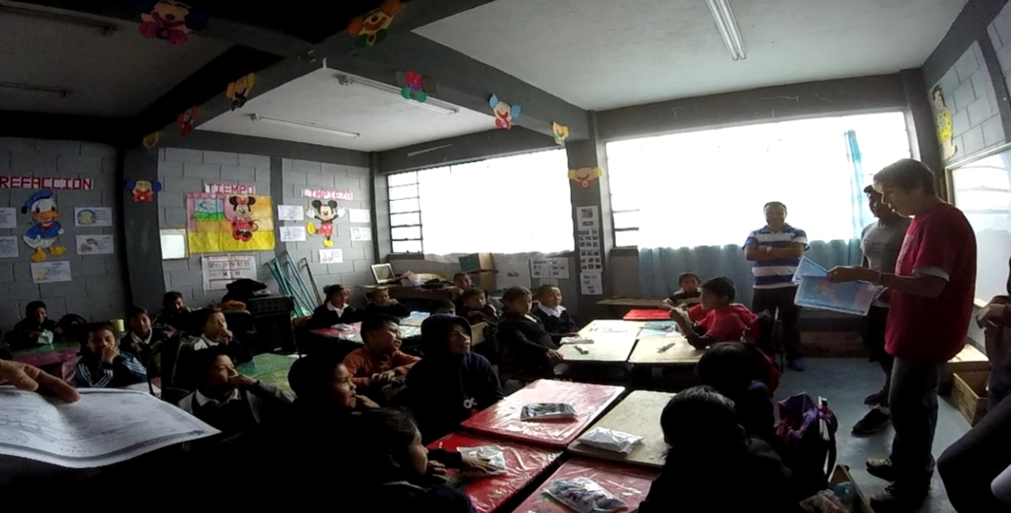 Overcrowded Guatemalan classroom. No insulation, just cinder blocks and concrete. (Courtesy photo by Tech. Sgt. Samantha Lane)